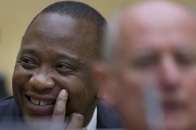 Uhuru Kenyatta faces the International Criminal Court in The Hague yesterday. Picture: Getty