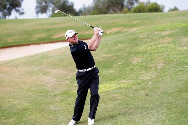 Paul Lawrie plays an iron on the 17th at the Portugal Masters ProAM. Picture: Getty