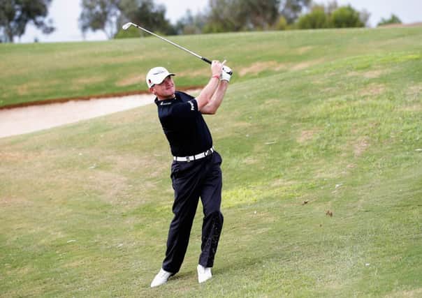 Paul Lawrie plays an iron on the 17th at the Portugal Masters ProAM. Picture: Getty
