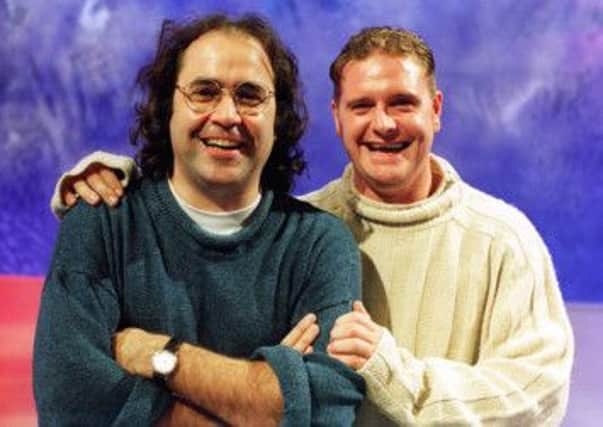 Radio and TV Presenter Danny Baker and footballer Paul Gascoigne. Picture: PA