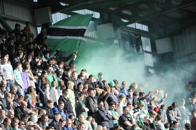 Fans in the East Stand at Hibernian's Easter Road ground will be let out for a half-time smoke in a new trial scheme. Picture: Greg Macvean
