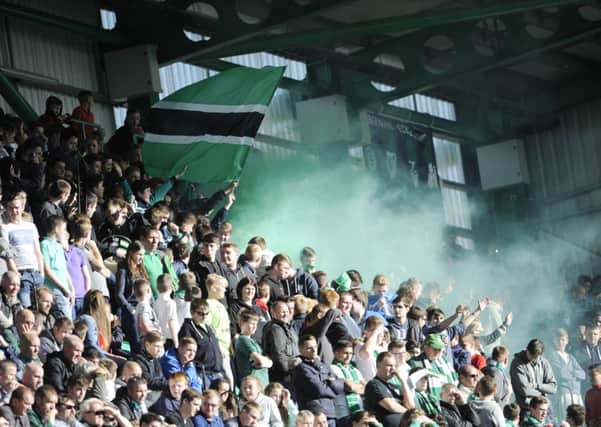 Fans in the East Stand at Hibernian's Easter Road ground will be let out for a half-time smoke in a new trial scheme. Picture: Greg Macvean