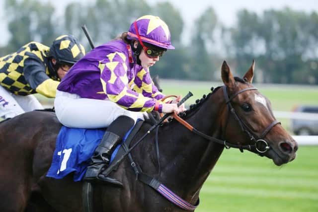 Trainer Lucy Normile and jockey Megan Carberry sealed a double with Royal Duchess. Picture: John Grossick