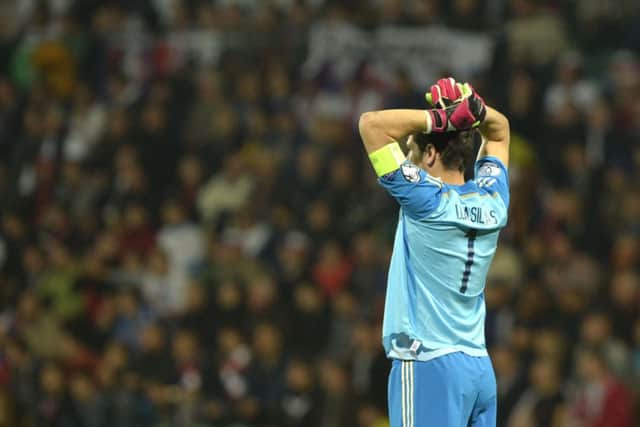 Spain's goalkeeper Iker Casillas reacts during Euro 2016 qualifing football match between Slovakia and Spain. Picture: Getty