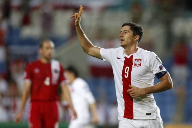 Lewandowski sometimes appears to be the Polish national teams only player and Scotland will need to close him down. Picture: AFP/Getty