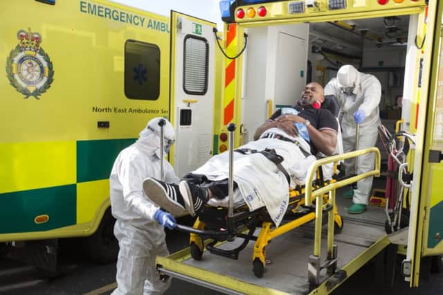 Medics take part in the UK Ebola exercise at the Royal Victoria Infirmary in Newcastle. Picture: Andrew Fox/PA