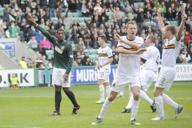 Dominique Malonga appeals to the referee after Danny Rogers saved his penalty. Picture: Greg Macvean