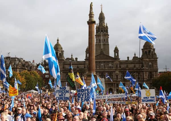 George Square is mobbed by pro-independence supporters. Picture: PA