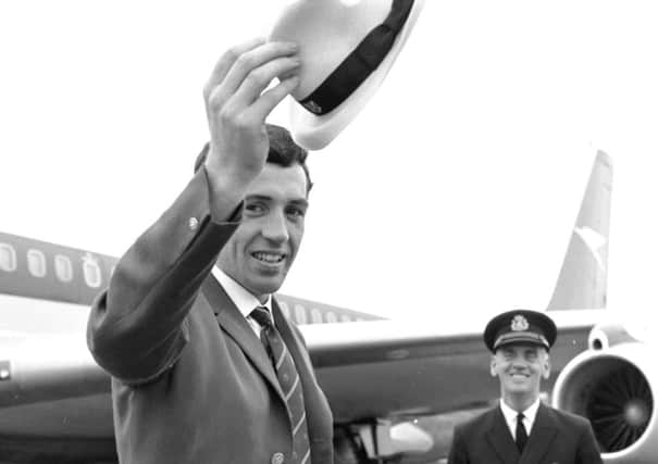 Jim Alder arrives back at Prestwick Airport after his successful 1966 Commonwealth Games in Jamaica. Picture: Allan Milligan