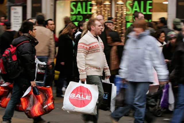 Shoppers make their way along Oxford Street, London. Picture: Getty