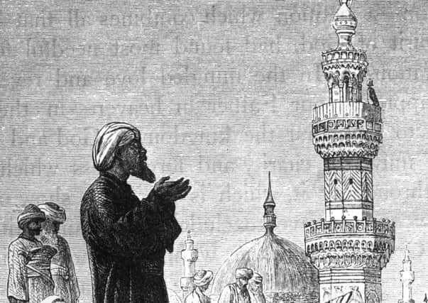 A Muslim man praying in front of a mosque, circa 1800. Picture:Hulton Archive/Getty Images