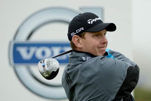Stephen Gallacher tees off in the proam prior to the Volvo World Match Play Championship at the London Club. Picture: Ross Kinnaird/Getty Images
