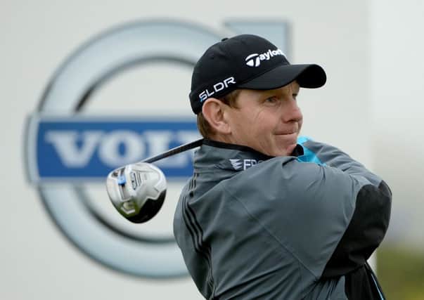 Stephen Gallacher tees off in the proam prior to the Volvo World Match Play Championship at the London Club. Picture: Ross Kinnaird/Getty Images