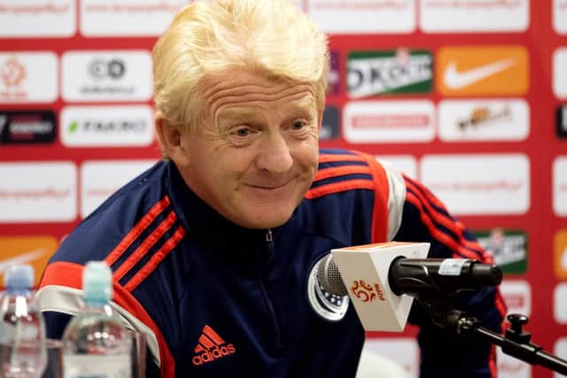 Scotland manager Gordon Strachan speaks to the press after Scotland's 2-2 draw. Picture: SNS