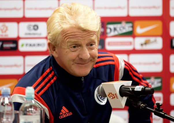 Scotland manager Gordon Strachan speaks to the press after Scotland's 2-2 draw. Picture: SNS