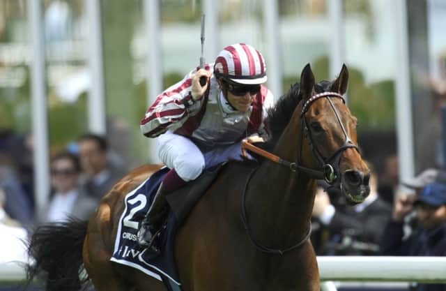 Jockey Christophe Soumillon pilots Cirrus Des Aigles to victory in the The Investec Coronation Cup. Picture: Getty