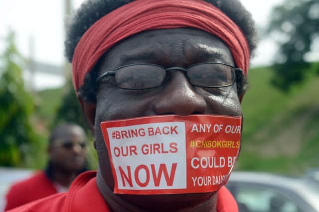 A man campaigns for the release of the schoolgirls kidnapped from Chibok. Picture: AFP/ Getty