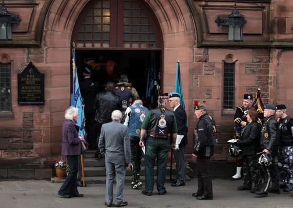 Former Army bikers attended the service for David Haines. Picture: Hemedia