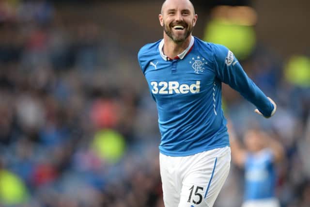 All smiles from Rangers striker Kris Boyd after scoring his side's fourth goal. Picture: SNS