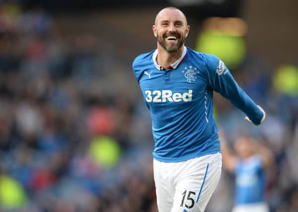 All smiles from Rangers striker Kris Boyd after scoring his side's fourth goal. Picture: SNS