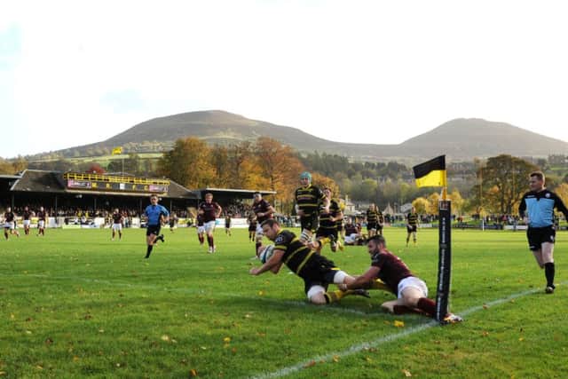 A poor clearance allowed Graeme Dodds to score the opening try at the Greenyards. Picture: Ian Rutherford