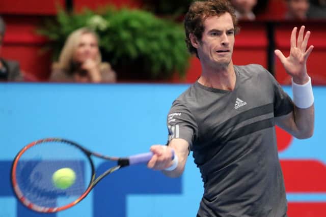 Andy Murray returns the ball to David Ferrer of Spain during their final match at the Erste Bank Open. Picture: AP