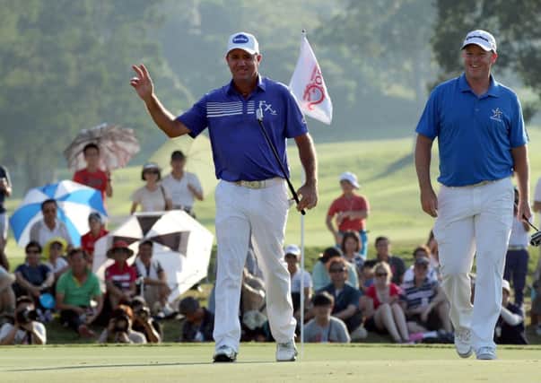 At the 106th time of asking, Scott Hend celebrates winning a European Tour title. Picture: Getty Images