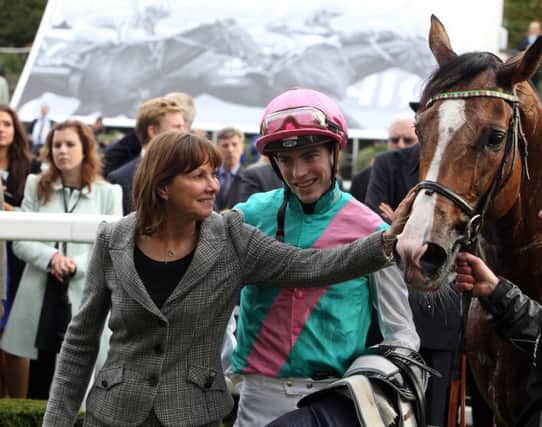 Lady Cecil, widow of Henry, enjoyed an emotional afternoon at Ascot alongside jockey James Doyle. Picture: PA