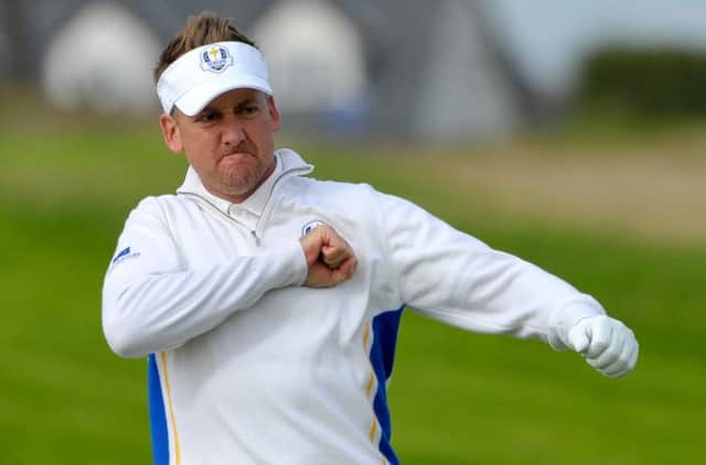 Ian Poulter celebrates at the 2014 Ryder Cup at Gleneagles. Picture: Jane Barlow