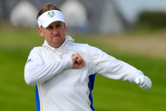 Ian Poulter celebrates at the 2014 Ryder Cup at Gleneagles. Picture: Jane Barlow