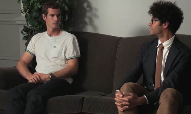 Richard Ayoade, right, and Andy Murray. Picture: YouTube