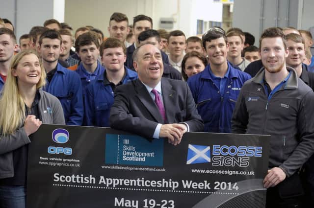 Alex Salmond claims Scotland doesnt get the benefit of funding 25,000 modern apprenticeships. Picture: Stuart Cobley