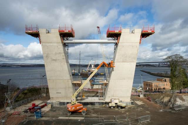 Work is carried out on the new Forth Crossing. Picture: JP
