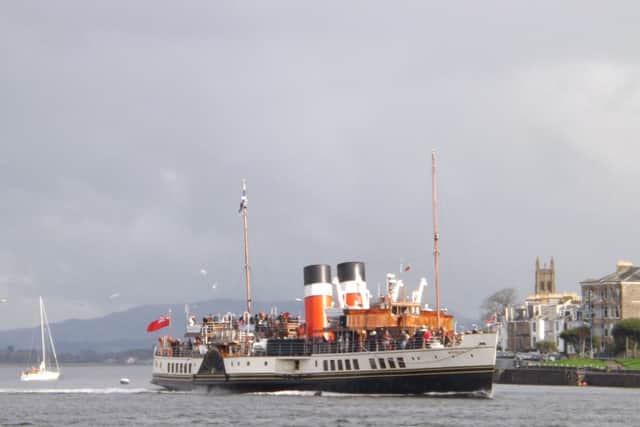 The Waverley, the last sea-going paddle steamer in the world, pictured in Rothesay Bay. Picture: TSPL