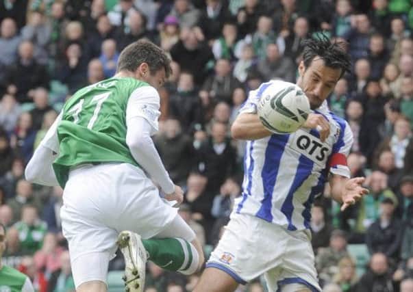 Kilmarnock captain Manuel Pascali, pictured in action against Hibs, has denied that the team are due to go on strike. Picture: TSPL