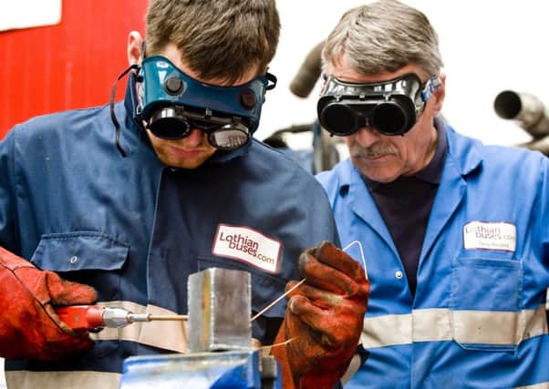 Apprentice Stuart Todd welding with Mentor Terry Rhodes. Picture: TSPL