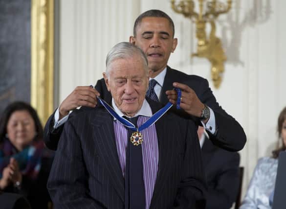 President Obama awards Ben Bradlee with the Presidential Medal of Freedom. Picture: AP