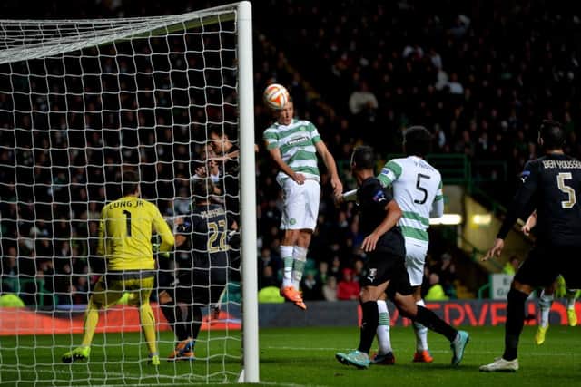 Stefan Scepovic opens the scoring for Celtic. Picture: Getty