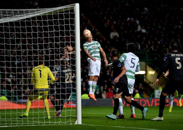 Stefan Scepovic opens the scoring for Celtic. Picture: Getty