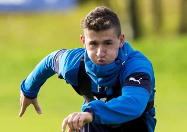 Rangers' Fraser Aird is put through his paces at training. Picture: SNS