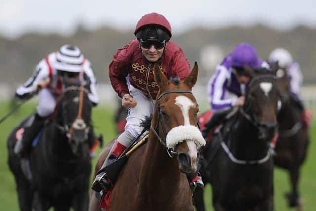 Andrea Atzeni pilots Elm Park to Racing Post Trophy victory. Picture: PA