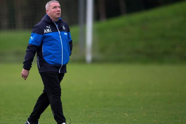 Ally McCoist puts his squad through its paces at Murray Park. Picture: SNS