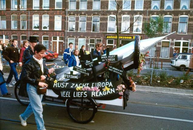 Dutch youths demonstrate against arrival of US Pershing cruise missiles in Netherlands. Picture: AFP