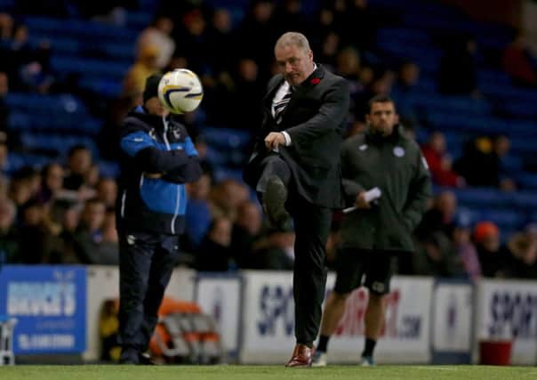 Ally McCoist kicks the ball during Rangers' 1-0 win over St Johnstone. Picture: Getty