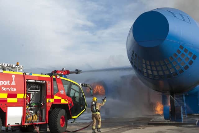 Live shot of the firemen training. Picture: Lesley Martin