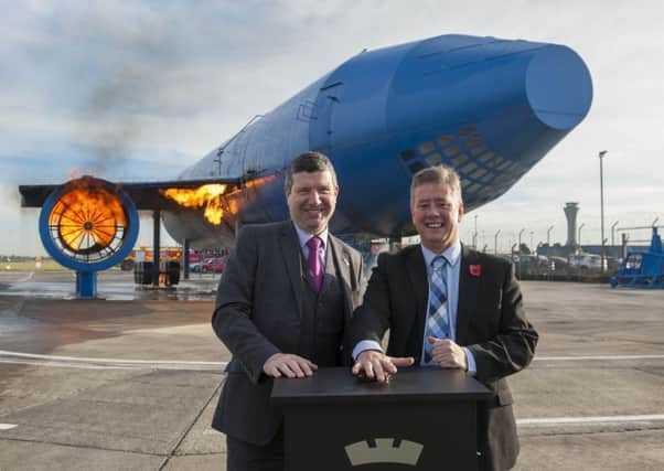 Chief Executive of Edinburgh Airport, Gordon Dewer and Transport Minister Keith Brown officially opened the new Fire Training Simulator today.

 Picture: Lesley Martin