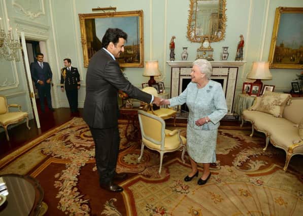 The Queen meets the Emir of Qatar, Sheikh Tamim bin Hamad al-Thani. Picture: PA