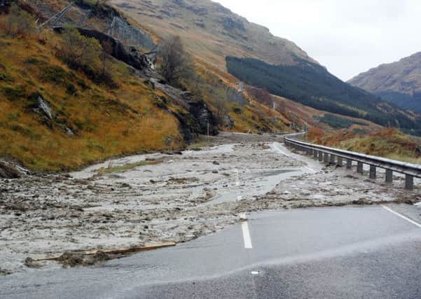 Yesterday's landslide on the A83 Rest and Be Thankful in Argyll and Bute. Picture: PA