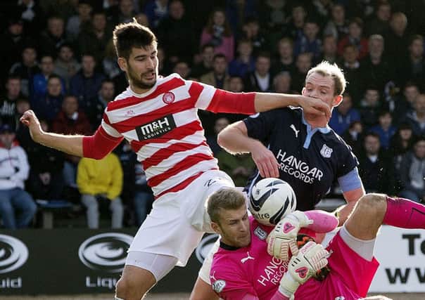 Hamilton's Jesus Garcia Tena in action against Dundee. Picture: SNS
