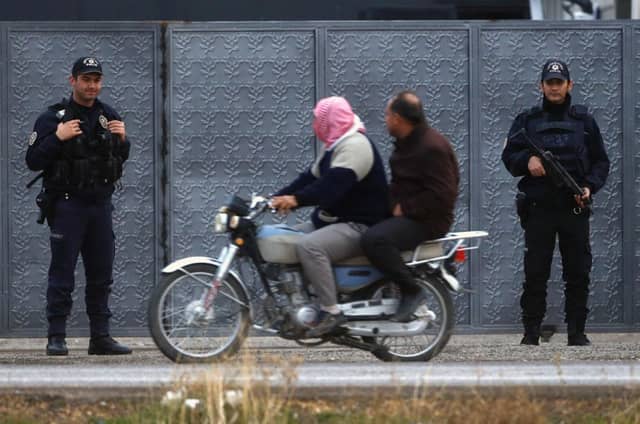 Turks guard a camp for Kurdish fighters in Suruc. Picture: Reuters